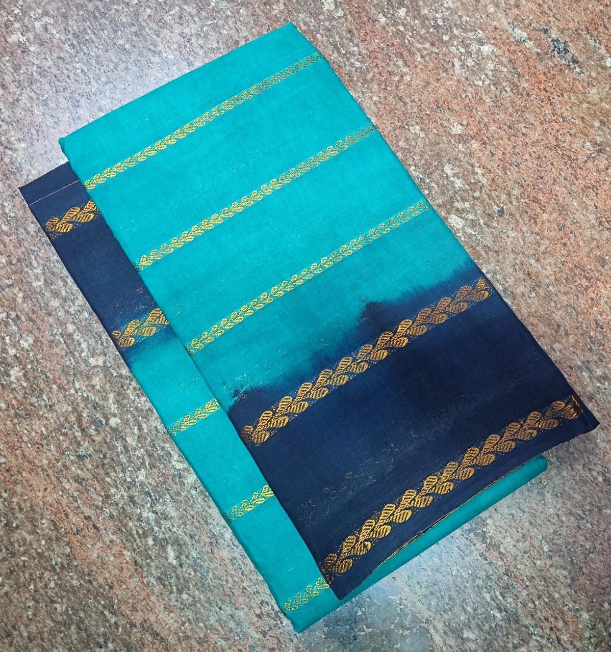 Sungudi Cotton Saree - Sky Blue